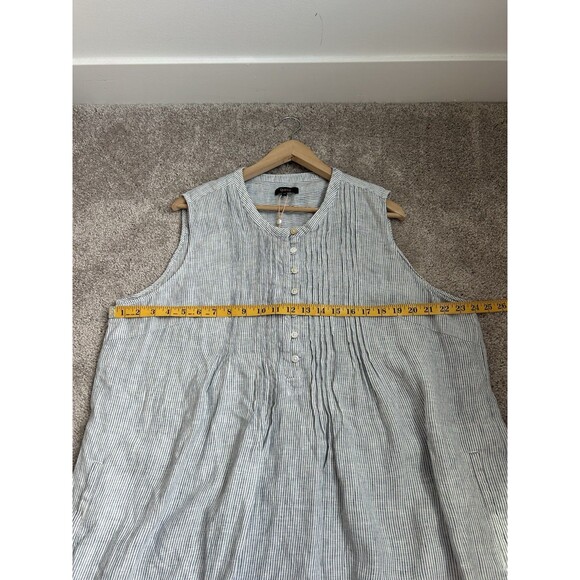 Quince 100% European Linen Sleeveless Swing Dress Blue Pinstripe Women's Size X2 - Picture 12 of 13